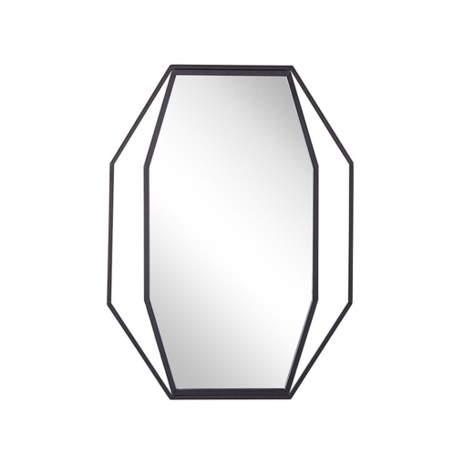 Stalowe ośmiokątne lustro ścienne 60 x 80 cm szare NIRE