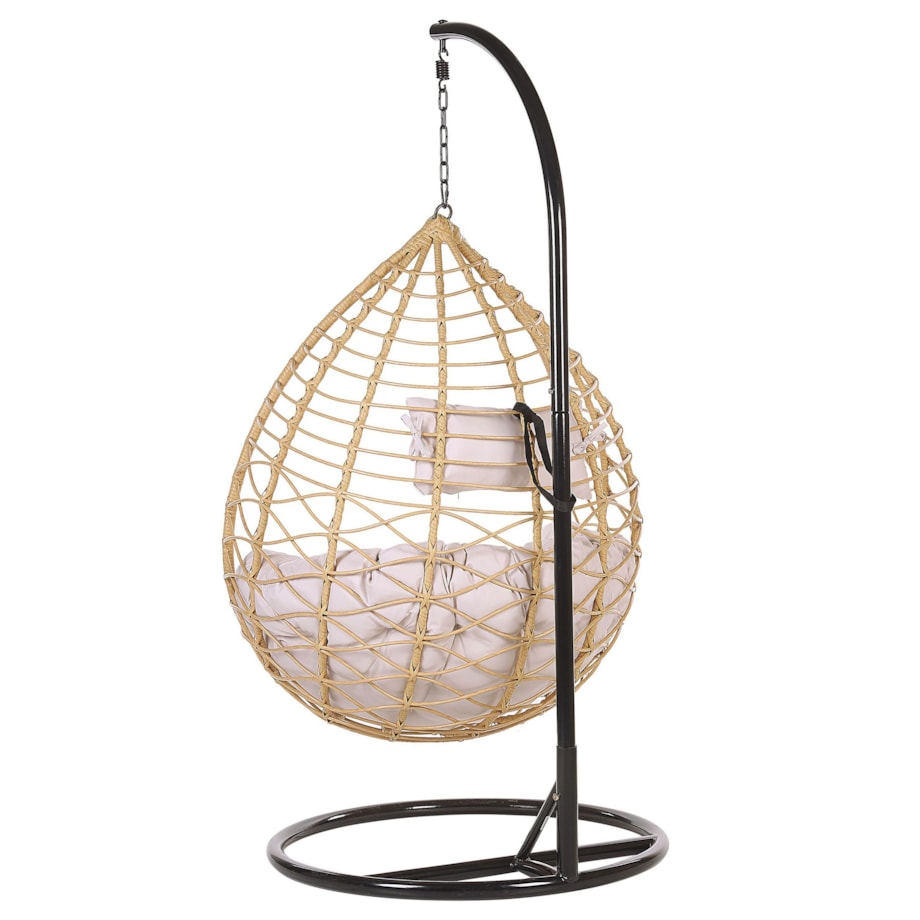 Fotel wiszący ze stojakiem z technorattanu naturalny ARSITA