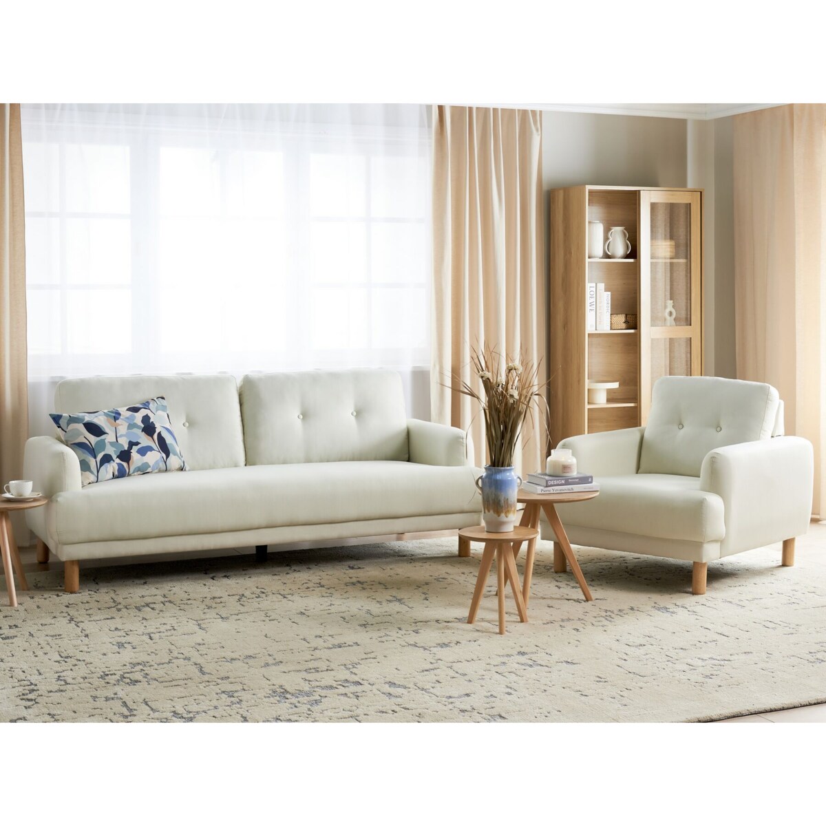 Zestaw wypoczynkowy tapicerowany złamana biel TUVE