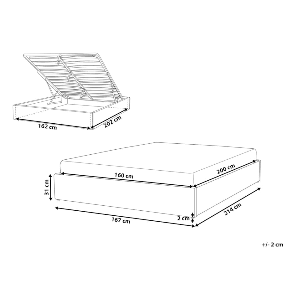 Łóżko z pojemnikiem tapicerowane 160 x 200 cm jasnobeżowe DINAN