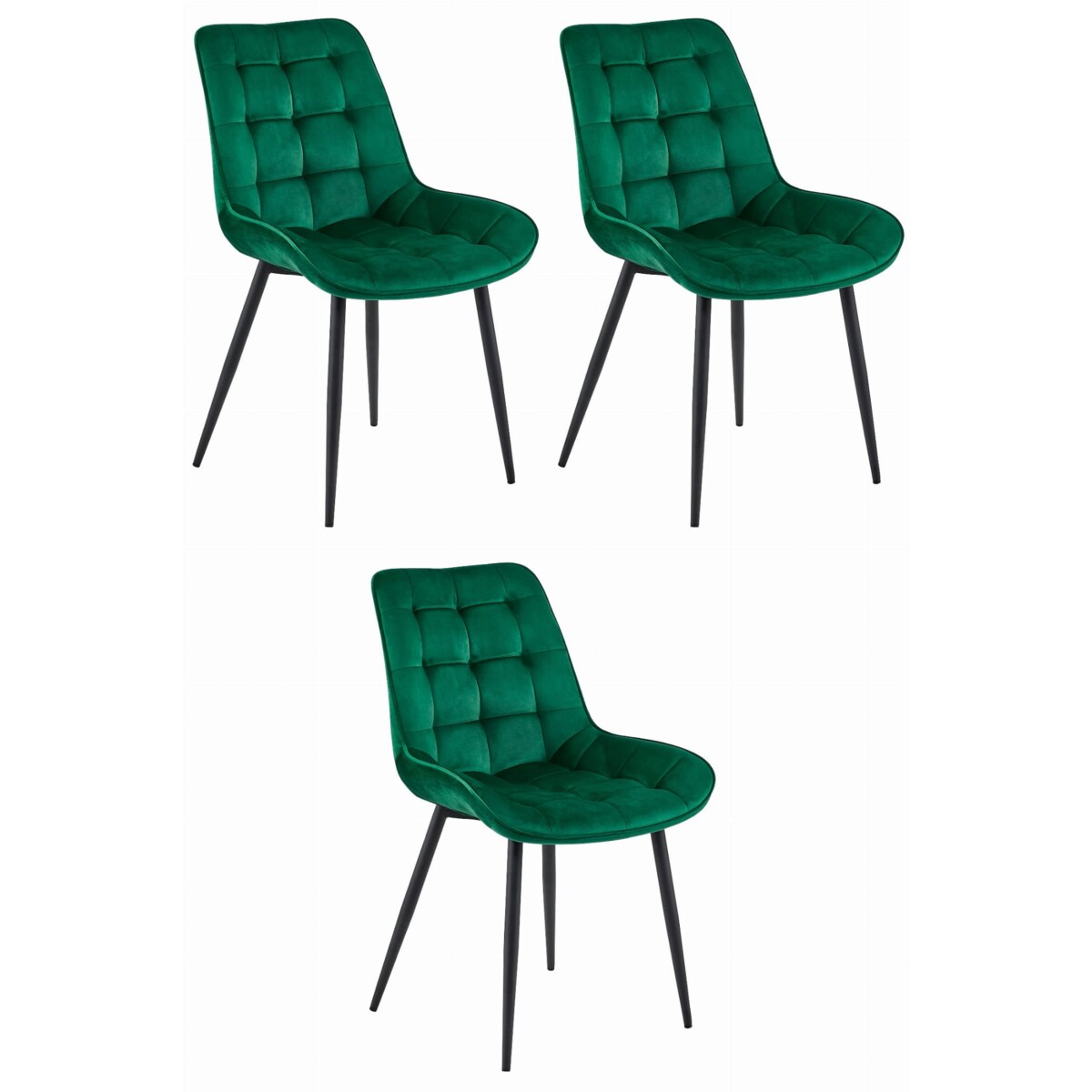 Krzesło Do Jadalni Kuchni Salonu Bera - Ciemna Zieleń Aksamit / Nogi Czarne X 3