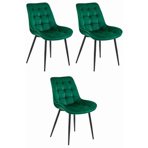 Krzesło Do Jadalni Kuchni Salonu Bera - Ciemna Zieleń Aksamit / Nogi Czarne X 3