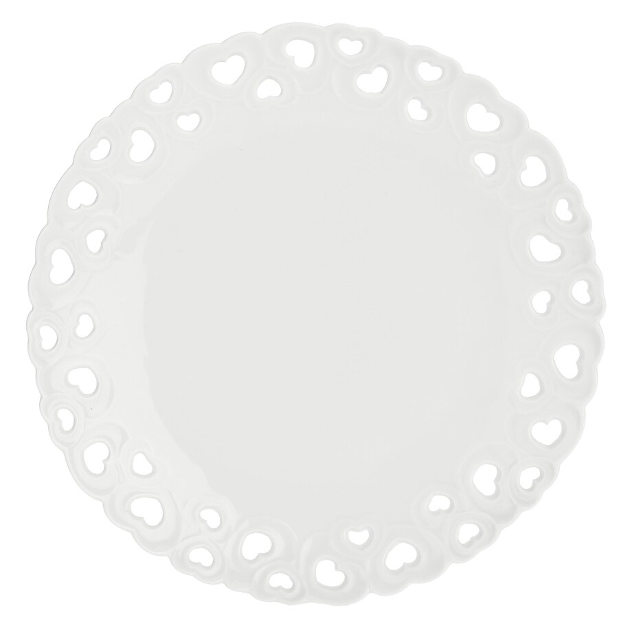 Zdobiona patera do ciasta Valentino - Biały, 20 cm
