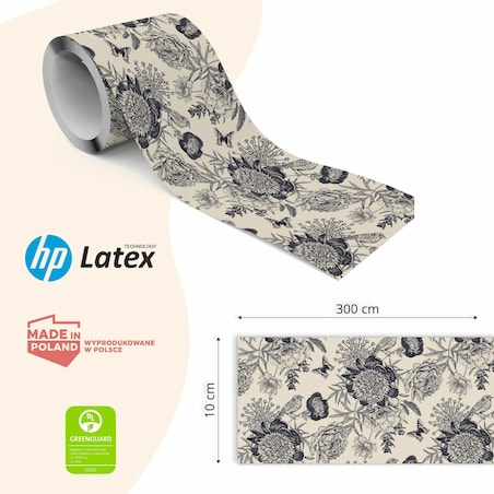 Samoprzylepny Pasek Dekoracyjny PEONIE Kwiaty Piwonie Styl Vintage