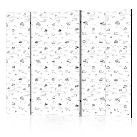 Parawan jednostronny Dla dzieci 225x172 cm 5-częściowy czarny