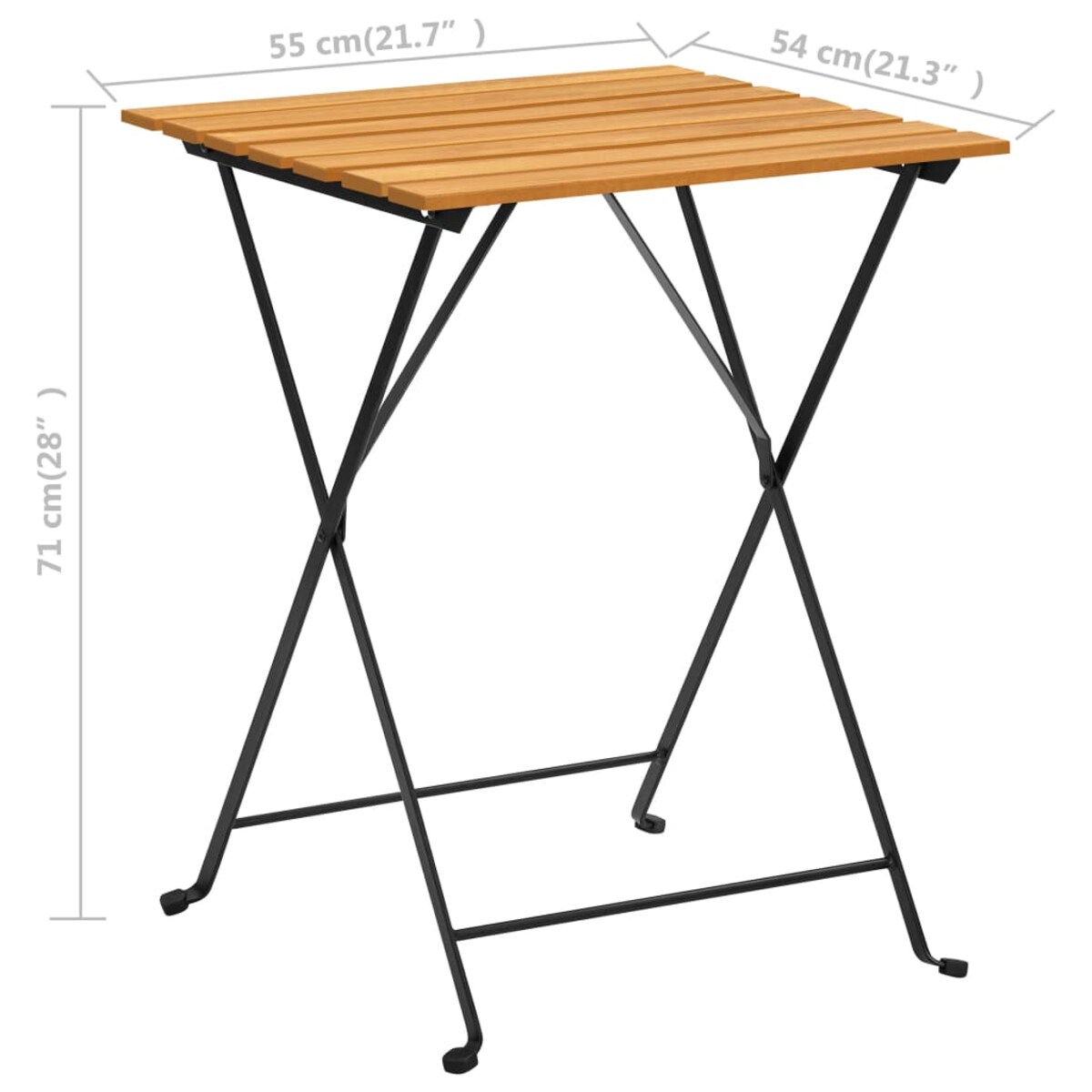 vidaXL Stolik bistro, 55x54x71 cm, lite drewno akacjowe