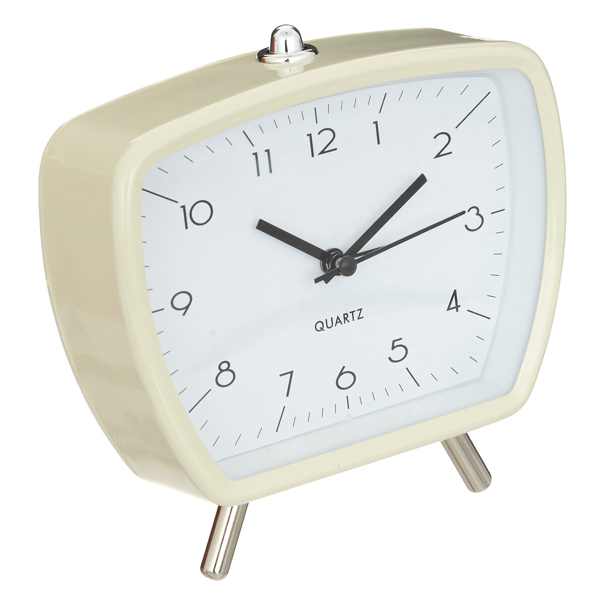 Zegar budzik retro CATHY, 14 x 14 cm, na baterie, kolor musztardowy, metal