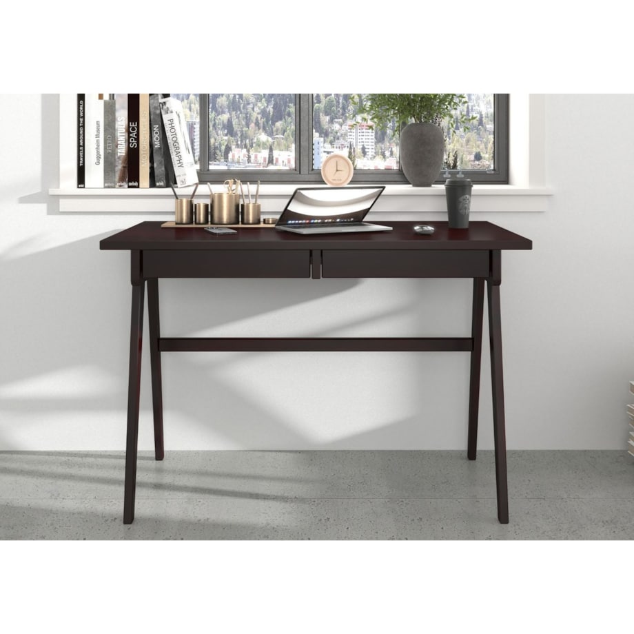 Drewniane bukowe biurko / toaletka z szufladami Visby EDDA / kolor palisander