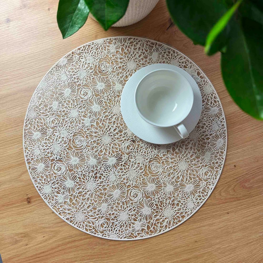 Podkładka Mata Na Stół Okrągła W Kwiaty 38 Cm