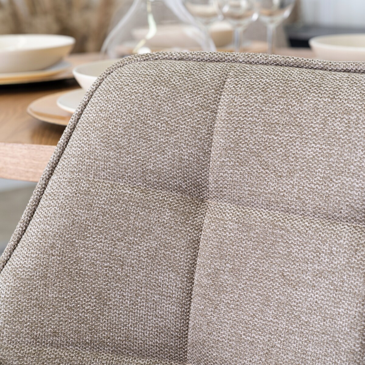 Krzesło Tapicerowane Do Jadalni Kuchni Salonu Obrotowe 360 Beżowe LUNA 2