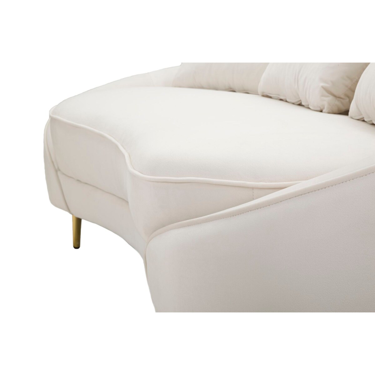Sofa Oslo, kolor kremowy i złoty, poliester, drewno eukaliptusowe i metal, 185 x 84 x 68 cm, do salonu, Mauro Ferretti