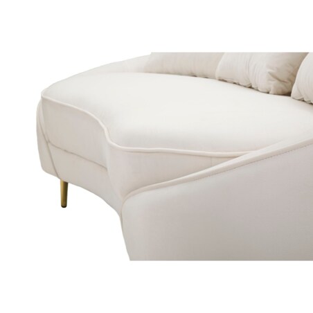 Sofa Oslo, kolor kremowy i złoty, poliester, drewno eukaliptusowe i metal, 185 x 84 x 68 cm, do salonu, Mauro Ferretti