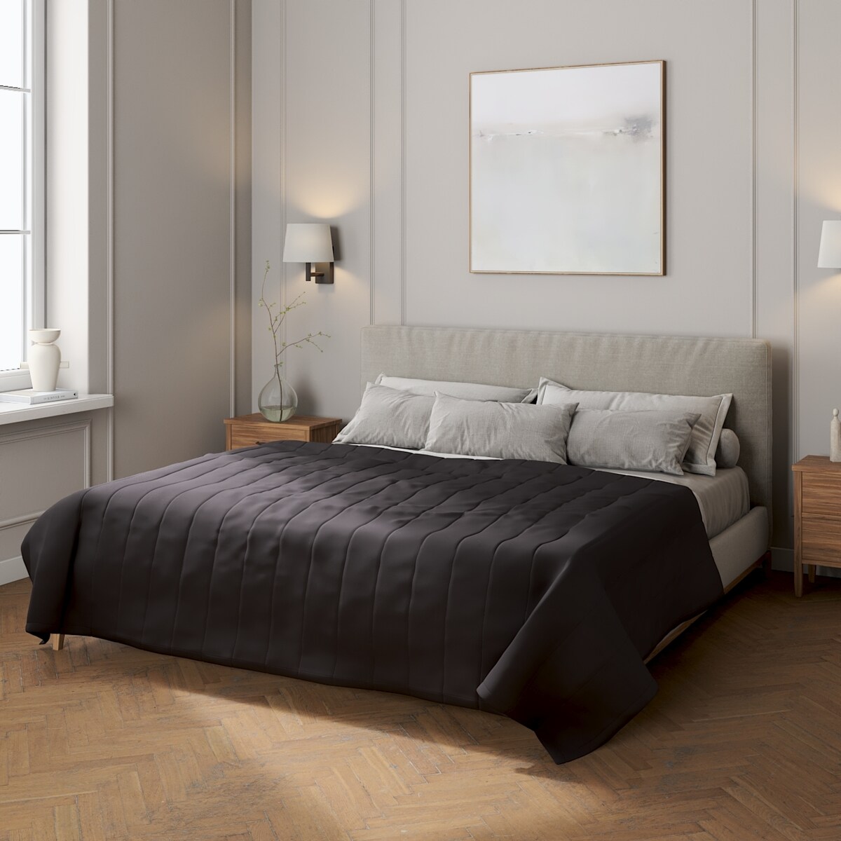 Narzuta pikowana w pasy 130x210 shadow grey (grafitowy)