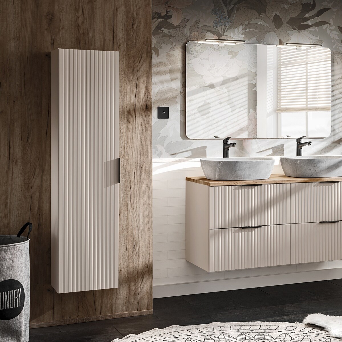 Szafka łazienkowa słupek ryflowana kaszmir Noto