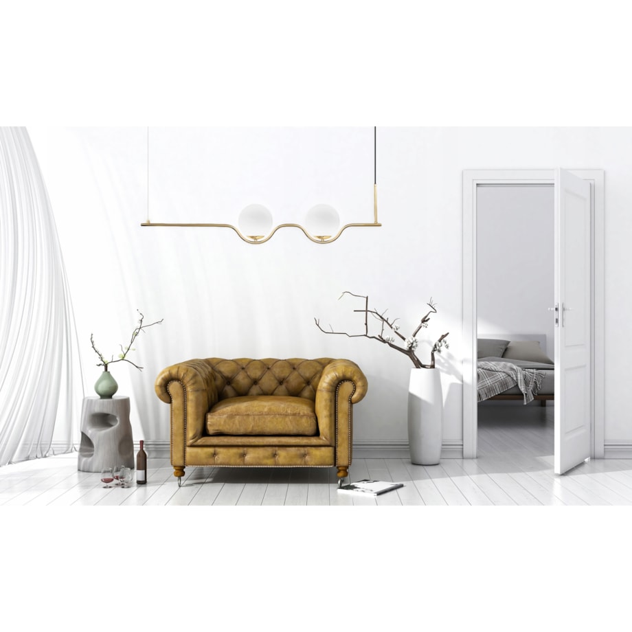 Lampa Sufitowa Nowoczesna Gold Złota E27 Klosz X2