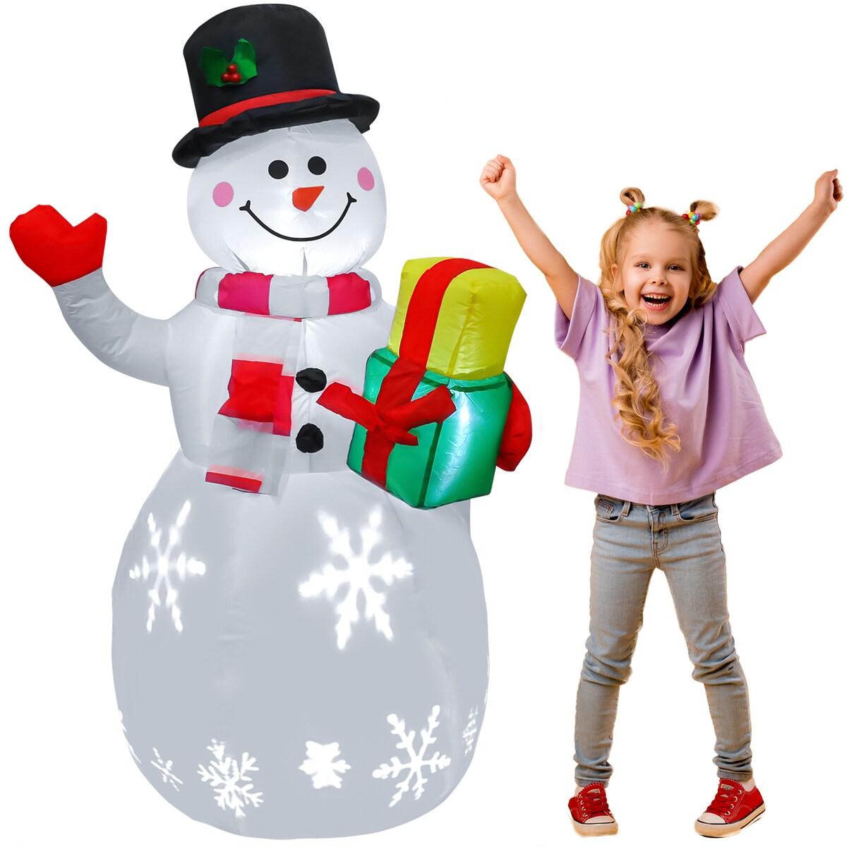 Bałwan Nadmuchiwany Świecący Duży Pompowany Led 150Cm Dmuchaniec