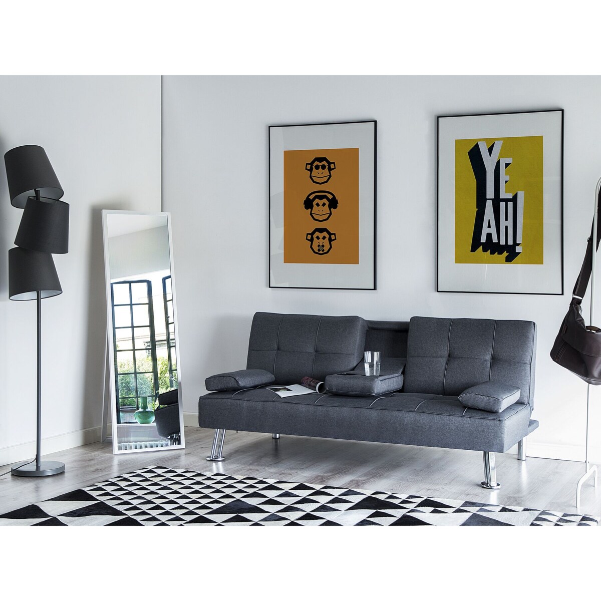 Sofa rozkładana ciemnoszara ROXEN