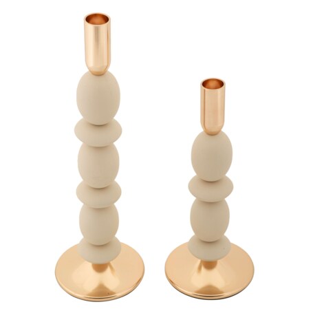 Świeczniki metalowe 2 szt. 33,5/25x10 cm CALLARIS kremowy