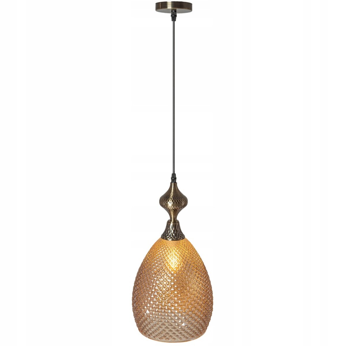 Lampa Sufitowa Wisząca Szklana Amber Bursztynowa