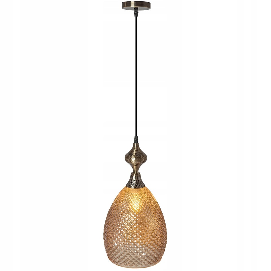 Lampa Sufitowa Wisząca Szklana Amber Bursztynowa