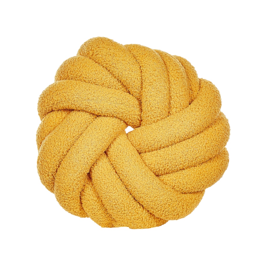 Poduszka dekoracyjna boucle supeł 31 x 31 cm żółta AKOLA