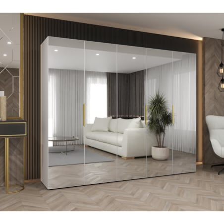 Szafa uchylna otwierana MARBELLA 3 250 wys. 202 cm Biały + u. Złoty