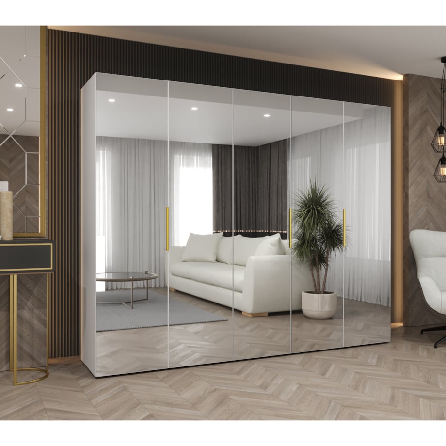 Szafa uchylna otwierana MARBELLA 3 250 wys. 202 cm Biały + u. Złoty