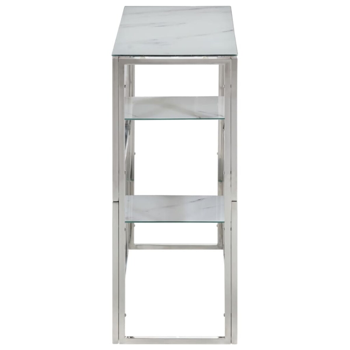 vidaXL Stolik konsolowy, srebrny, stal nierdzewna i szkło hartowane