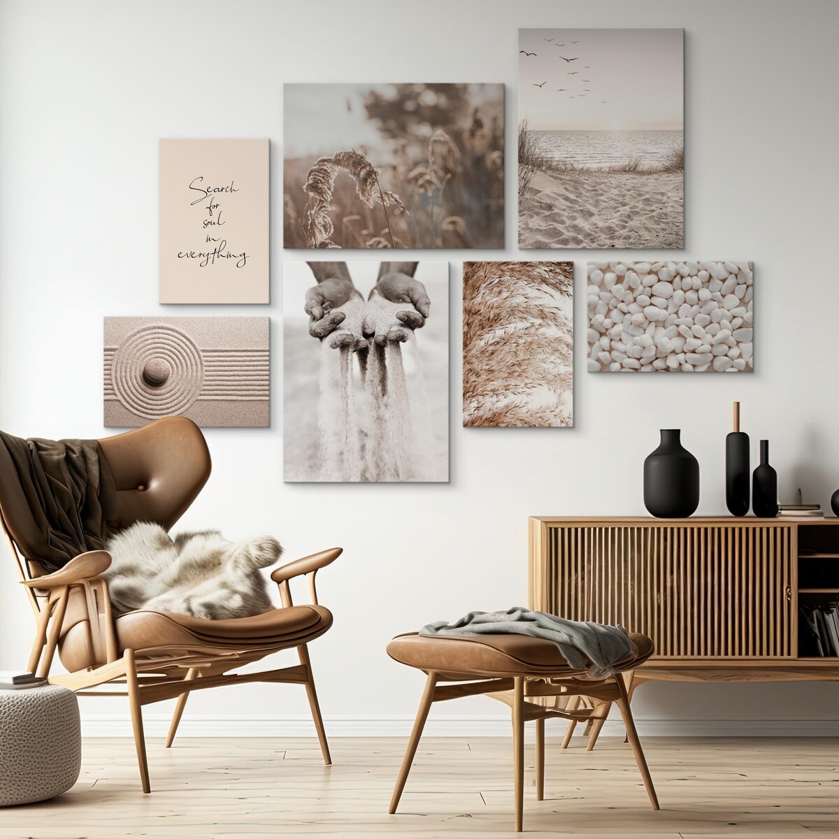 Zestaw Obrazów MORZE Trawy Plaża Boho 110x80cm