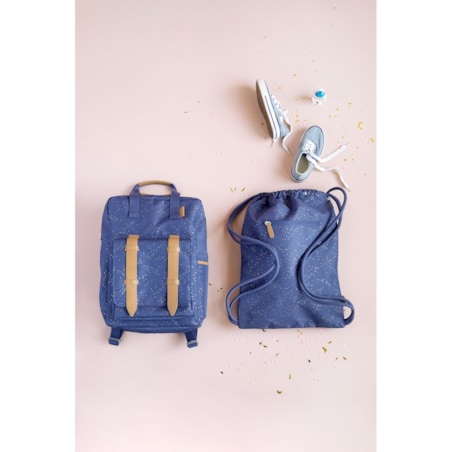 Fresk Duży plecak Złote kropki Indigo