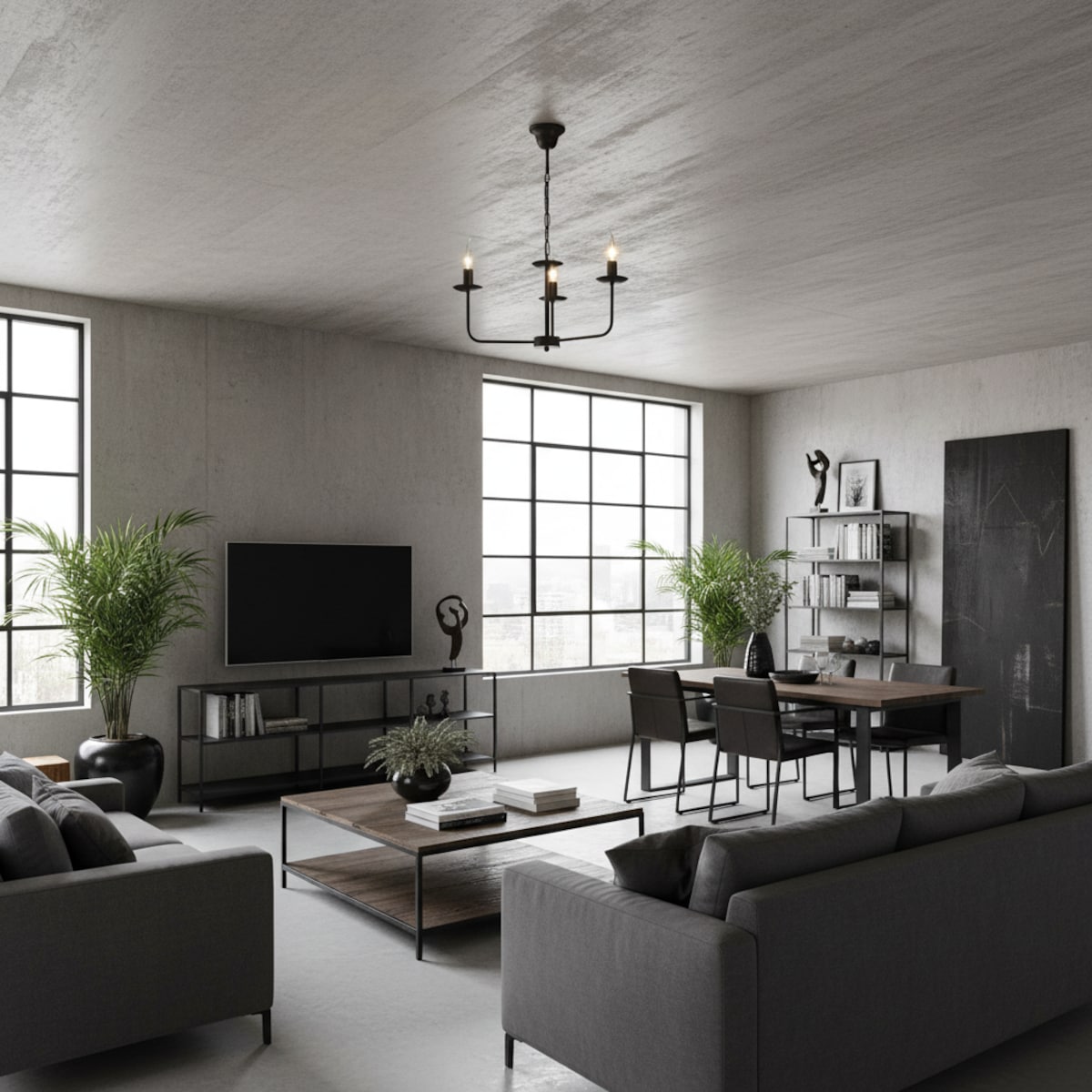 czarna lampa wisząca świecznikowa edylit do salonu loft