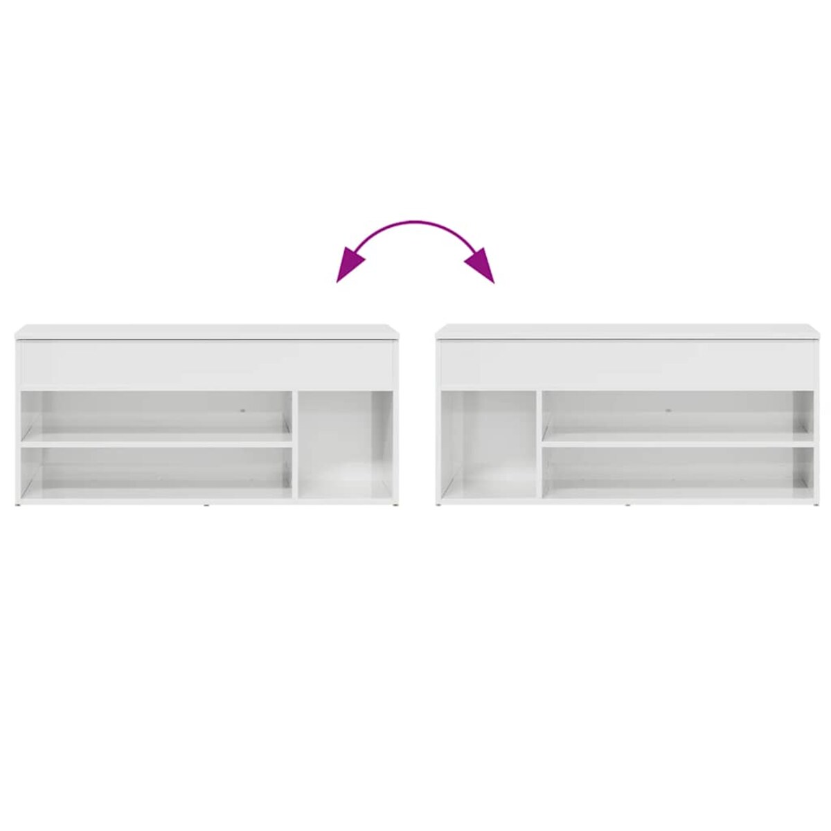 vidaXL Ławka na buty Wysoki połysk Biały 102x30,5x45 cm Drewno klejone