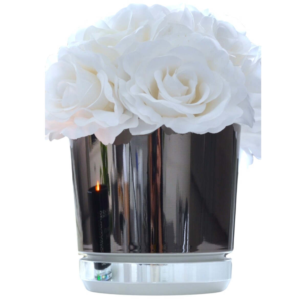 26 Doniczka DUO CZARNA z podstawką KRAINA LODU dwukolorowa nowoczesna glamour efekt lustra wysoki połysk elegancka