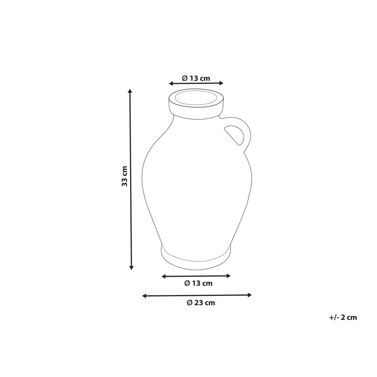 Wazon dekoracyjny z terakoty 33 cm czarno-biały MASSALIA