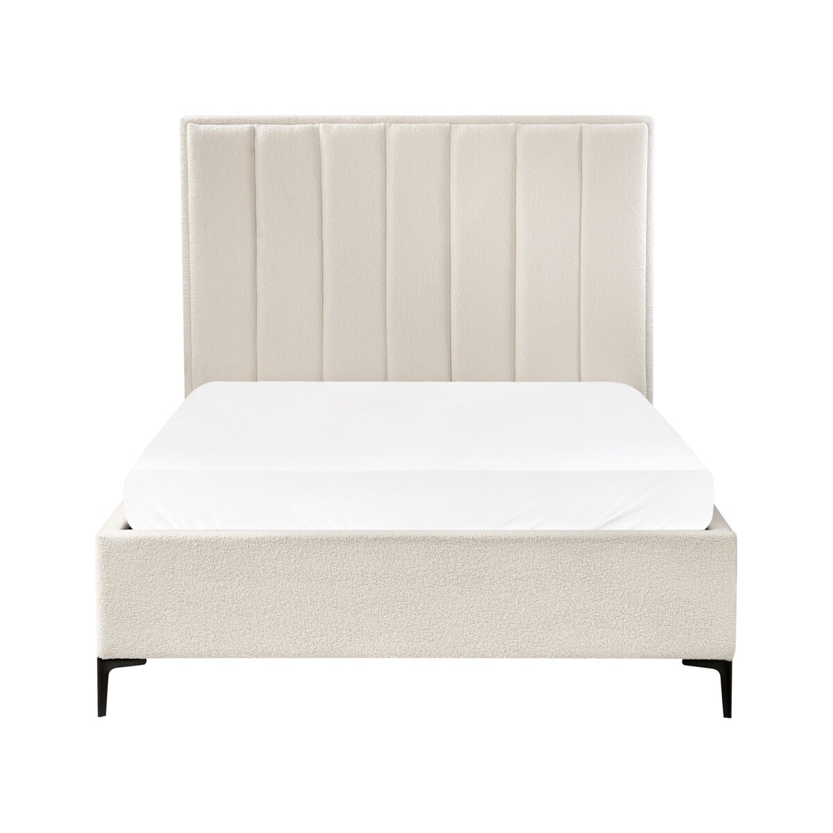 Łóżko ze stelażem SEZANNE Boucle Złamana biel