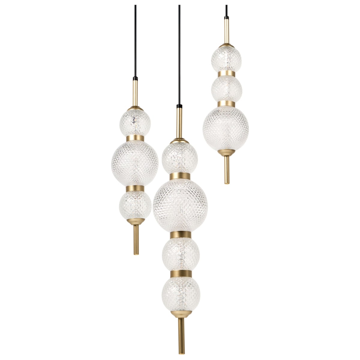 Lampa wisząca 3-punktowa ARAS LED Szkło Złoty