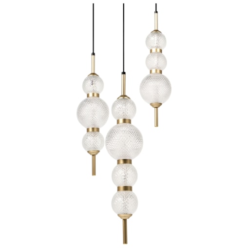 Lampa wisząca 3-punktowa ARAS LED Szkło Złoty