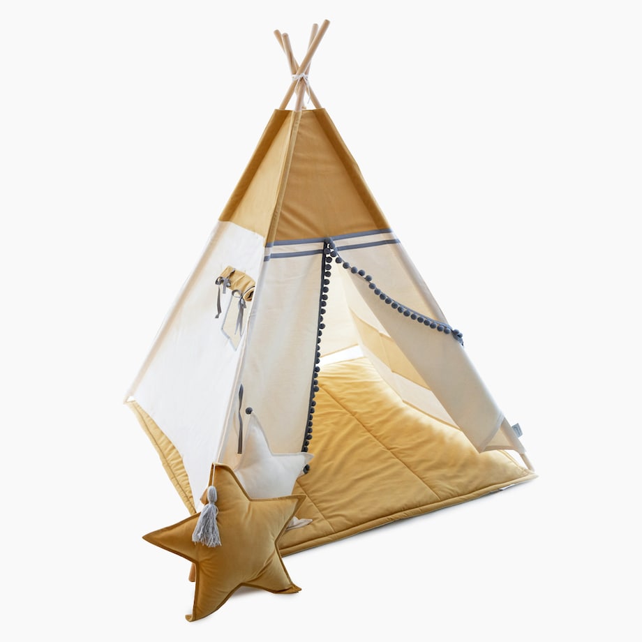 Namiot tipi Cozy Yellow Velvet z matą
