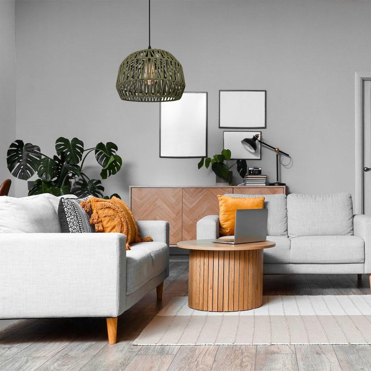 Lampa wisząca pleciona ciemno-zielona Boho APP1293-1CP