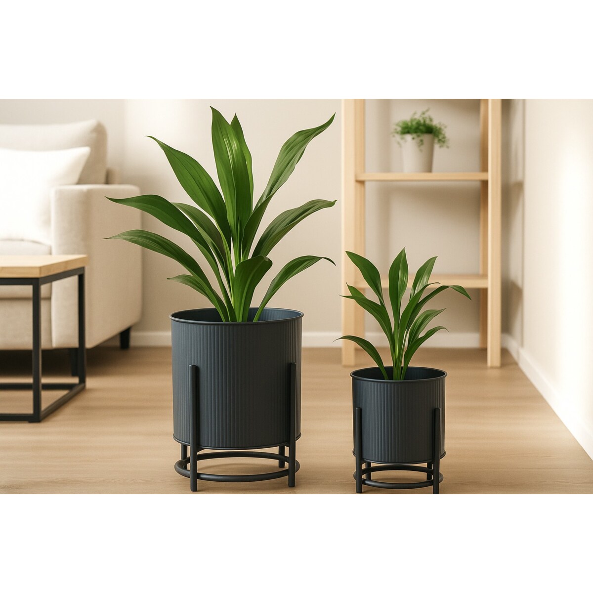 Metalowe osłonki na doniczki OMEE, 2 sztuki, Ø 17 + Ø 20 cm