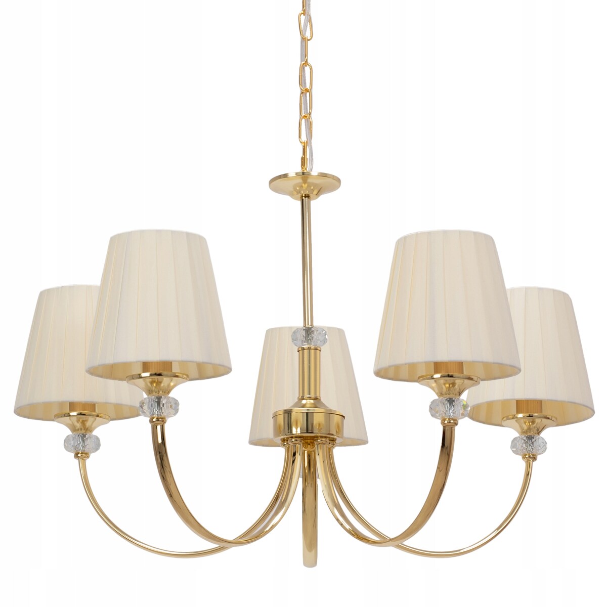 Lampa Sufitowa Wisząca Metal Kryształ Złota Gold