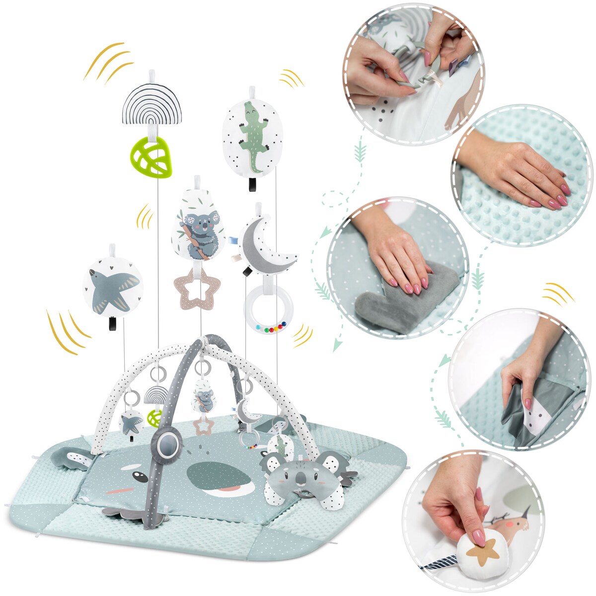 Mata edukacyjna interaktywna dla niemowląt Koala dwustronna składana XXL 5w1 Nukido