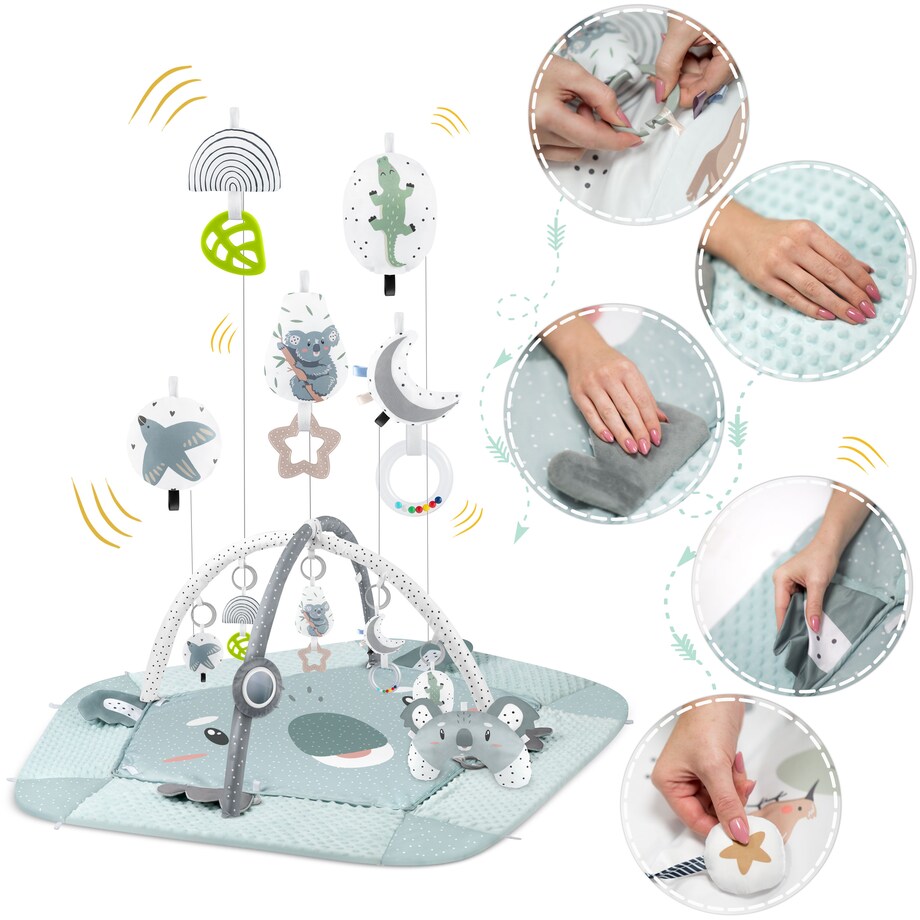 Mata edukacyjna interaktywna dla niemowląt Koala dwustronna składana XXL 5w1 Nukido