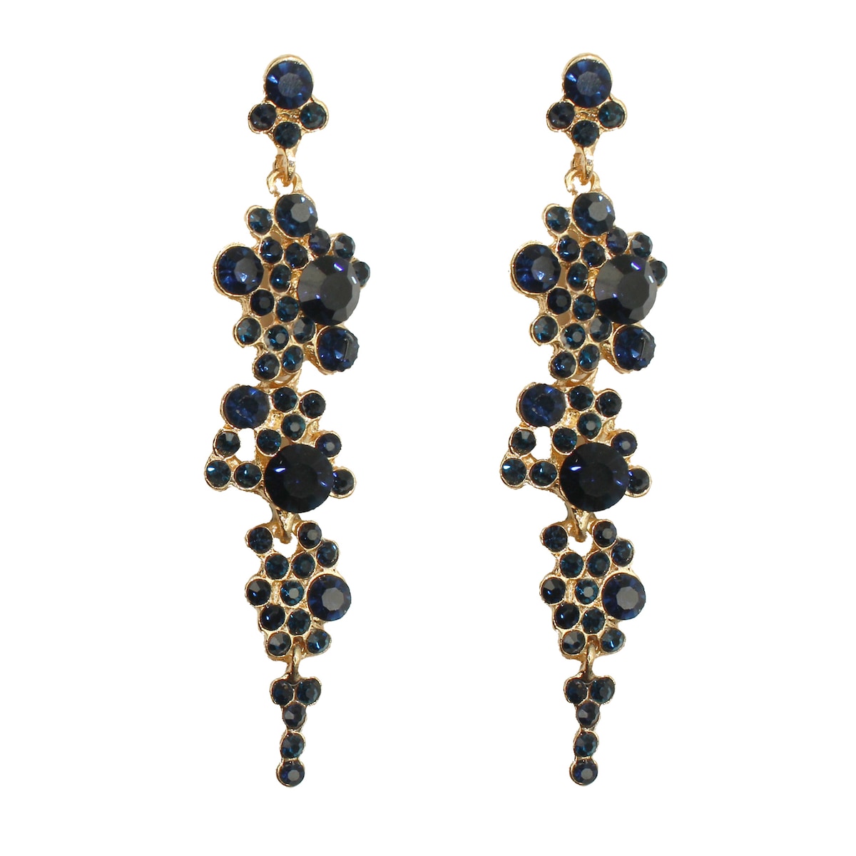 Kolczyki niebieskie długie z cyrkoniami gronka