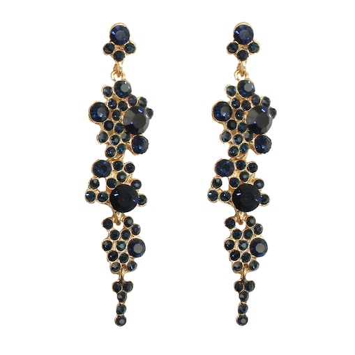 Kolczyki niebieskie długie z cyrkoniami gronka