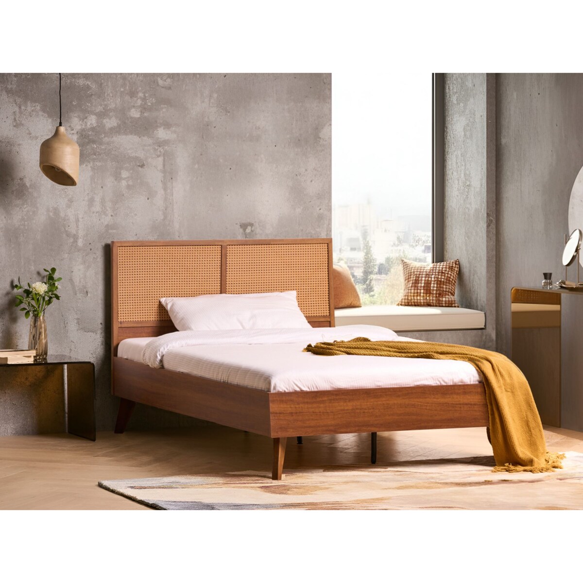 Łóżko Technorattan MONPAZIER 120 x 200 cm Ciemnobrązowy