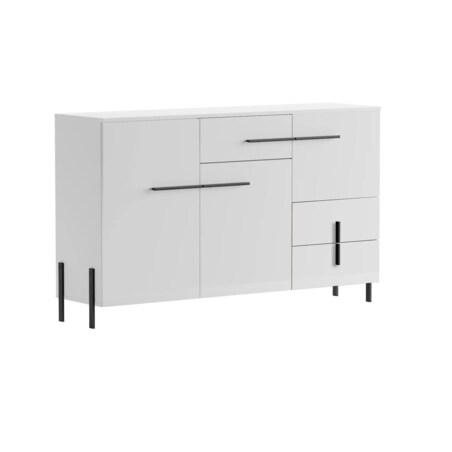 Komoda JUSTINE 150 3D3S biała/biały połysk