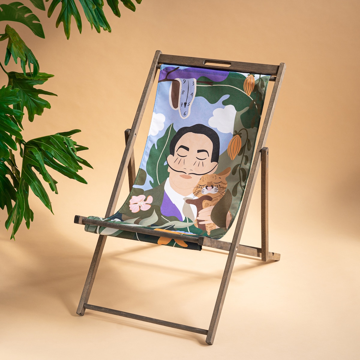 Leżak drewniany poszerzony Dali na prezent, zdejmowany materiał Laba Poland