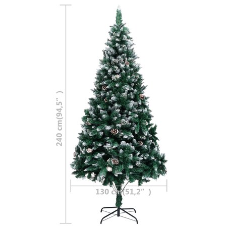 vidaXL Sztuczna choinka z lampkami, bombkami i szyszkami, 240 cm