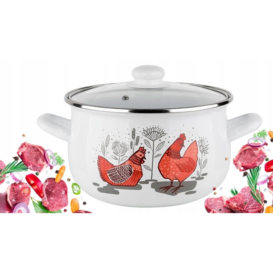 GARNEK EMALIOWANY pleszew 18cm 2,9 L kuchenny do gotowania obiadu w KURY